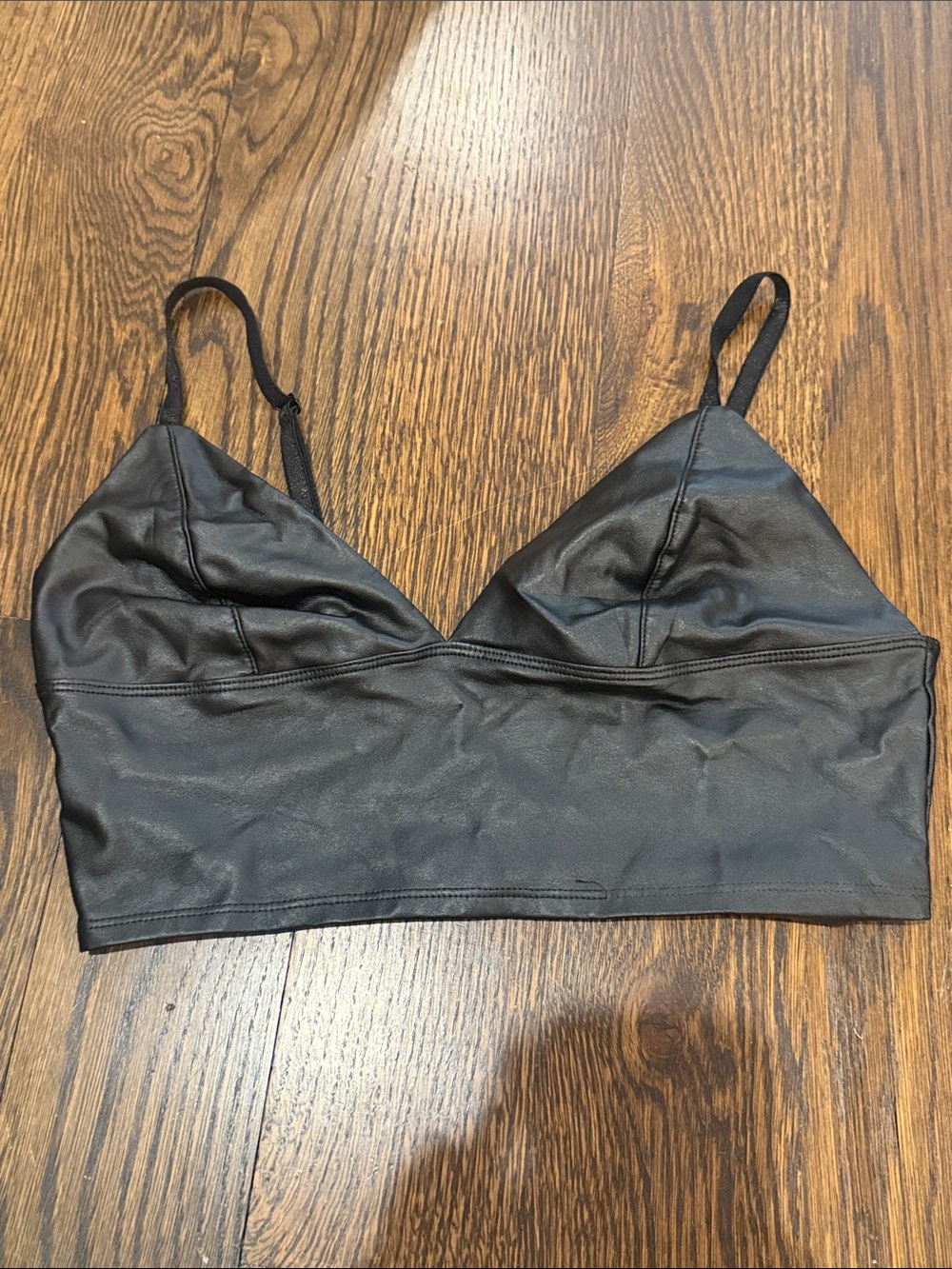 Garage Black Faux Leather Bralette / Top
